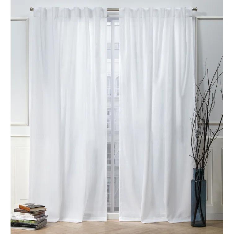 Nicole Miller Nicole Miller Faux Linen Slub Textured Hidden Tab/Rod Pocket Top Light Filtering Curtain Panel Pair (Set of 2)