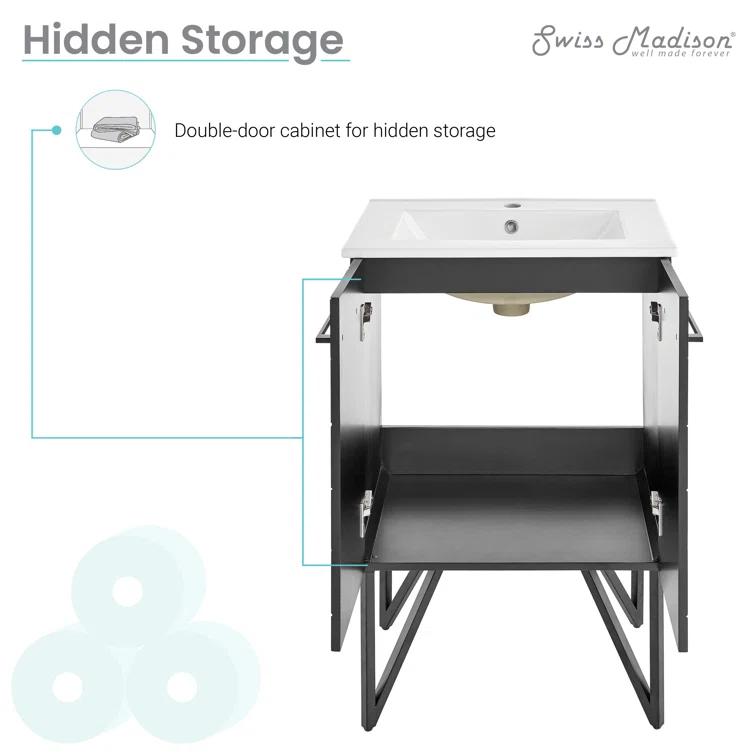 Annecy 24 In. Bathroom Vanity With Ceramic Sink Top