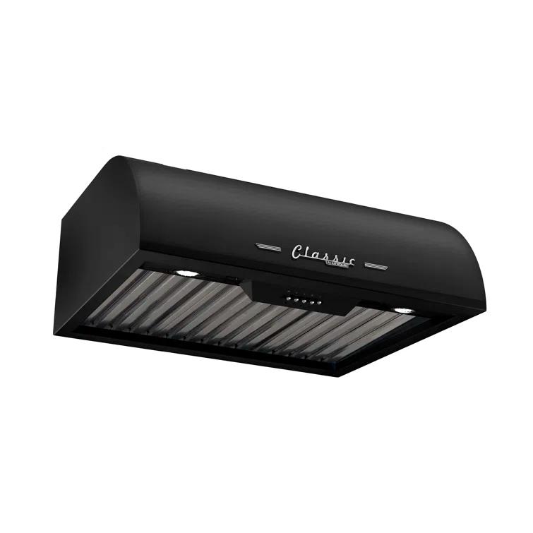 Classic Retro 24" 500 CFM Ducted Under Cabinet Range Hood with Stainless Steel Baffles and Light