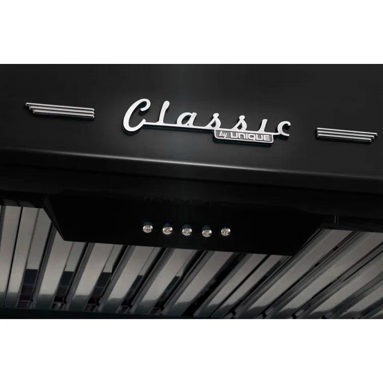 Classic Retro 24" 500 CFM Ducted Under Cabinet Range Hood with Stainless Steel Baffles and Light