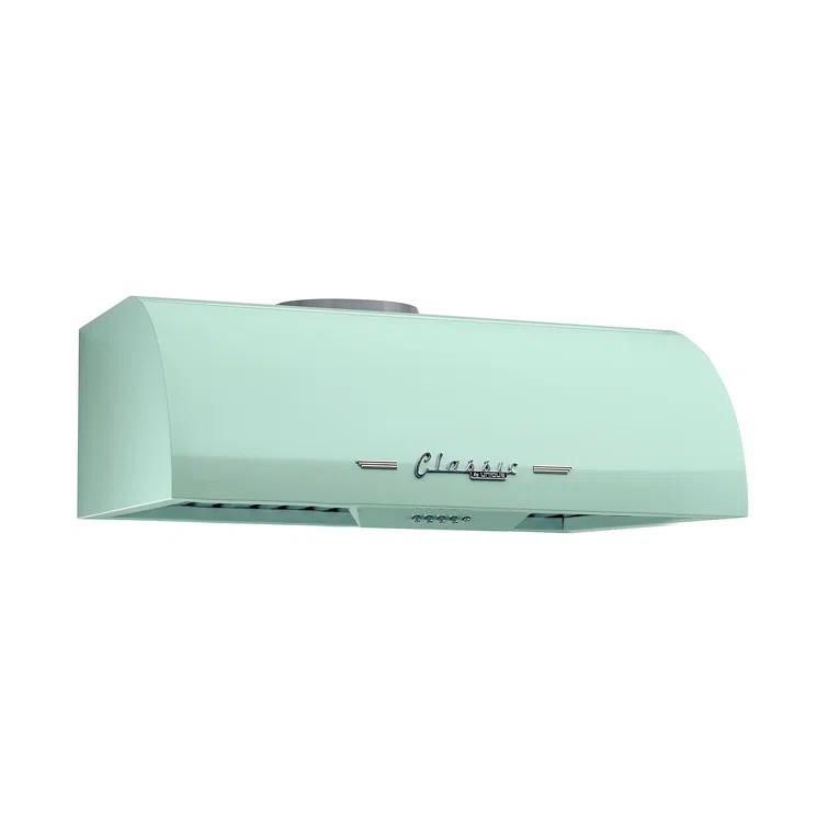 Classic Retro 24" 500 CFM Ducted Under Cabinet Range Hood with Stainless Steel Baffles and Light