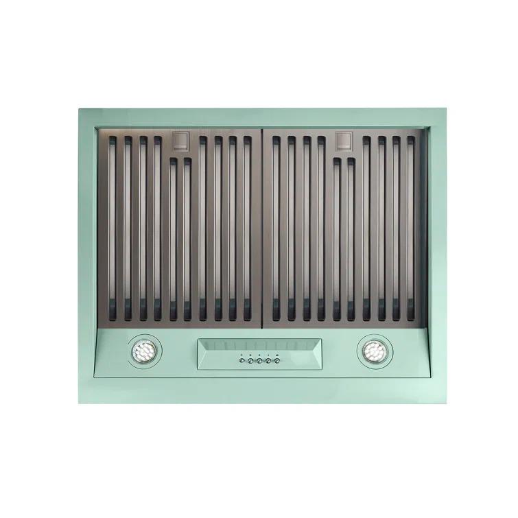 Classic Retro 24" 500 CFM Ducted Under Cabinet Range Hood with Stainless Steel Baffles and Light