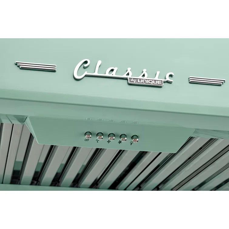 Classic Retro 24" 500 CFM Ducted Under Cabinet Range Hood with Stainless Steel Baffles and Light