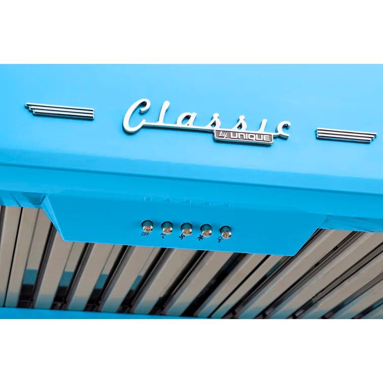 Classic Retro 24" 500 CFM Ducted Under Cabinet Range Hood with Stainless Steel Baffles and Light