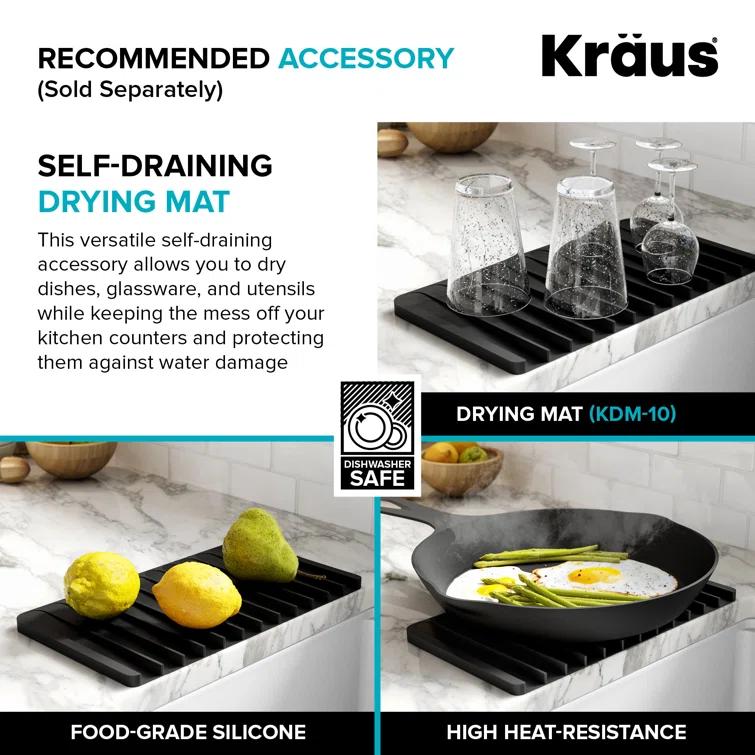 KRAUS Kore™ 27" L Farmhouse Apron Front Workstation 16 Gauge Stainless Steel Single Bowl Kitchen Sink with Accessories