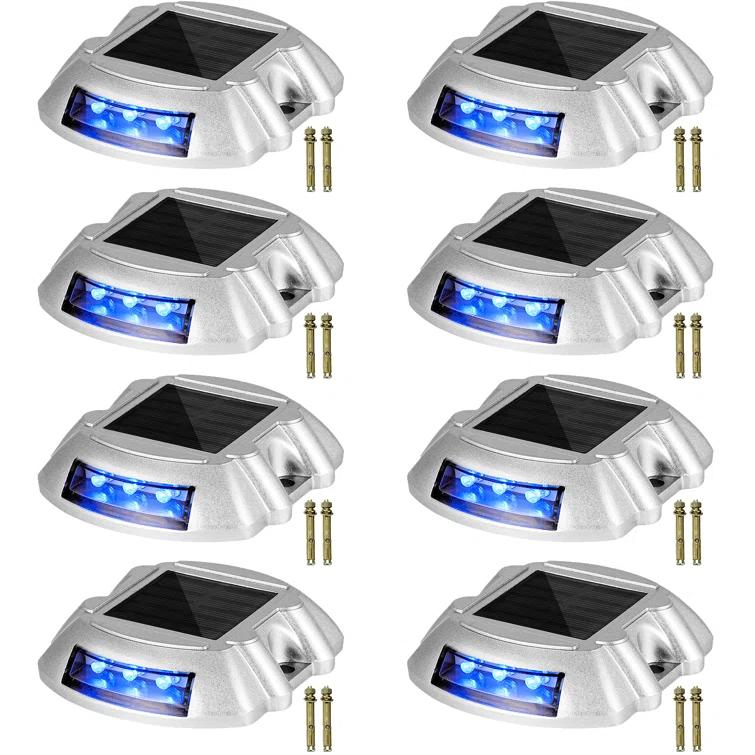 VEVOR Solar Dock Lights Low Voltage Solar Powered Integrated LED Metal Pathway Light Pack (Set of 8)