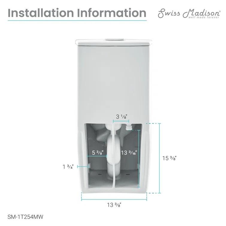 St. Tropez One Piece Elongated Toilet Dual Vortex Flush 1.6 GPF