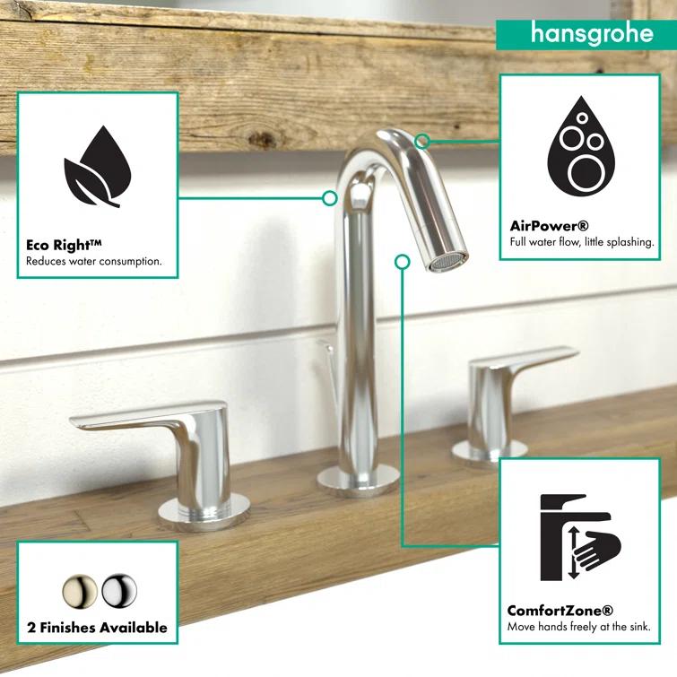 Logis Widespread Bathroom Faucet with Drain Assembly