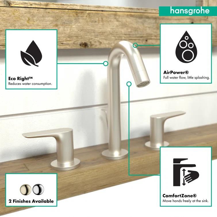 Logis Widespread Bathroom Faucet with Drain Assembly