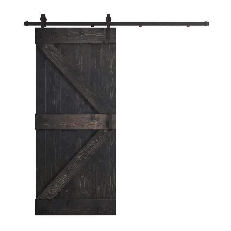 Paneled Wood and Metal K Series DIY Knotty Barn Door with Installation Hardware Kit