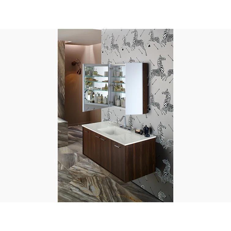 Verdera® Aluminum Medicine Cabinet with Adjustable Magnifying Mirror and Slow-Close Door