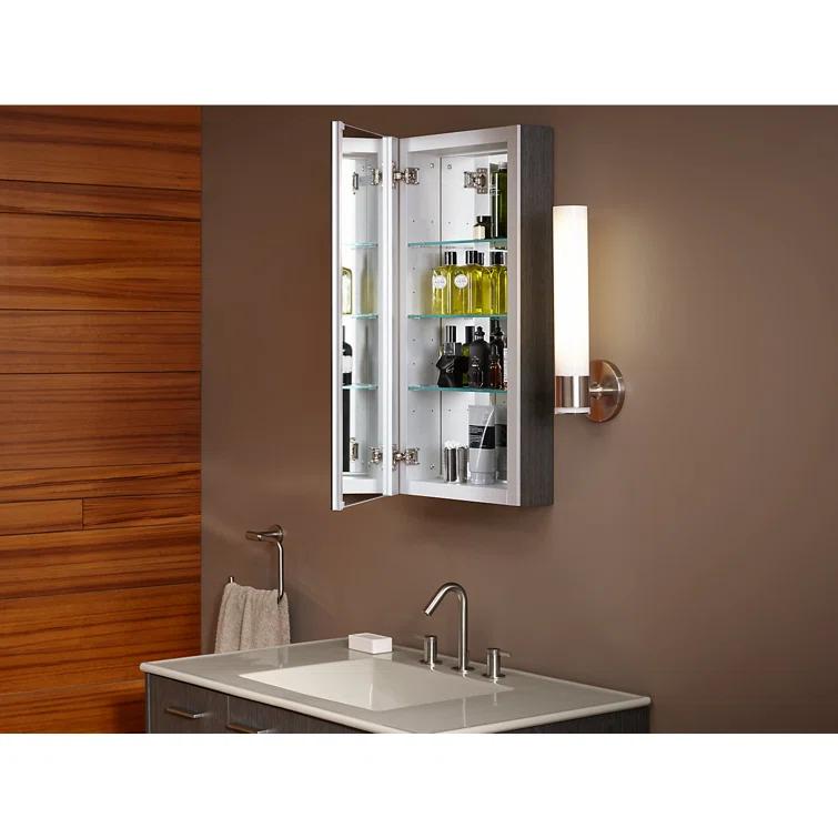 Verdera® Recessed or Surface Mount Frameless Medicine Cabinet with 3 Adjustable Shelves