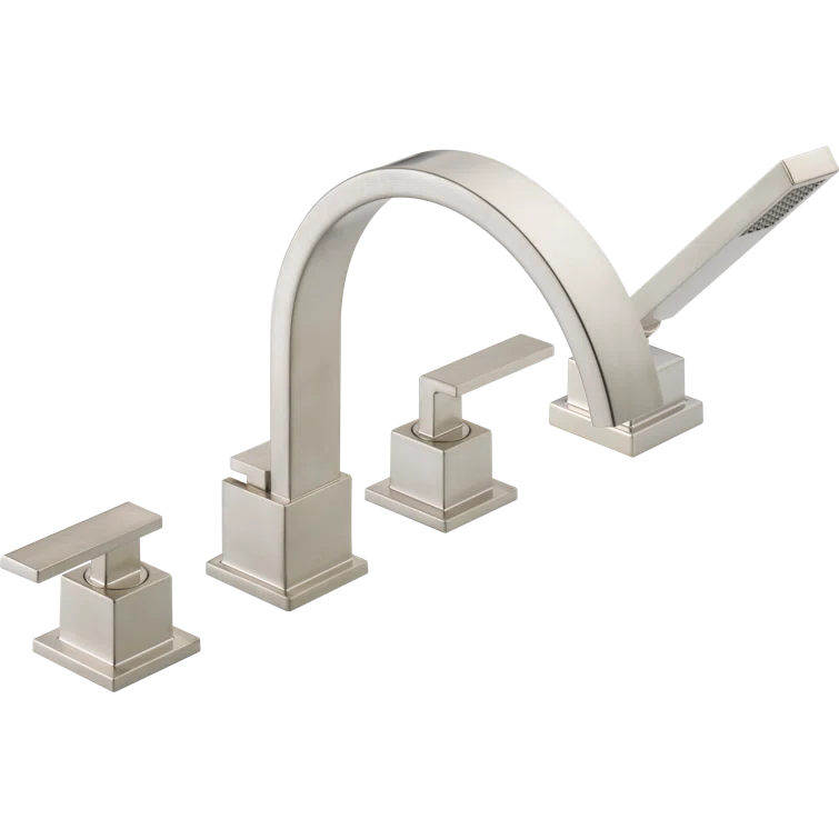Vero Double Handle Deck Mounted Roman Tub Faucet with Handshower