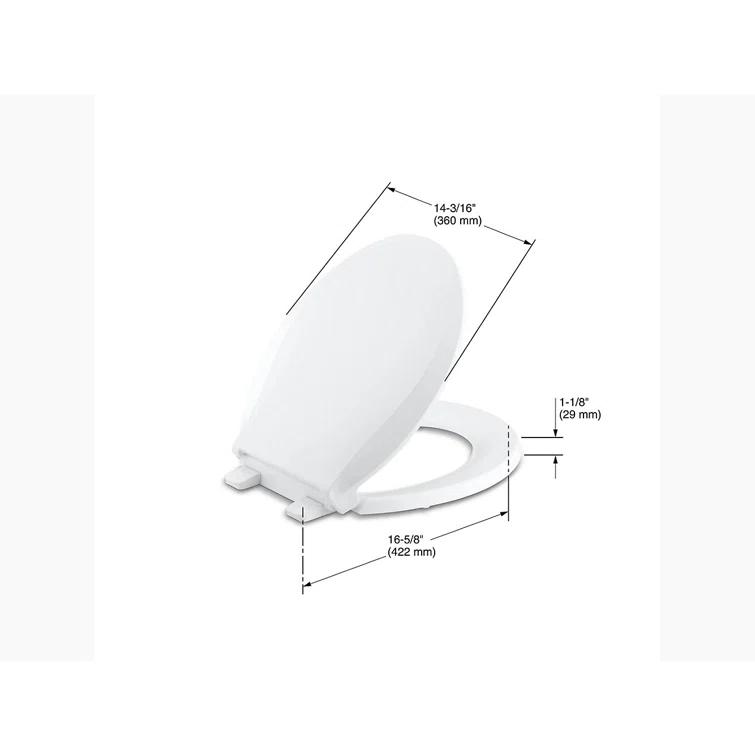 Kohler Cachet Round-Front Toilet Seat with Quiet-Close Lid and Seat and Grip-Tight Bumpers K-4639-RL-0