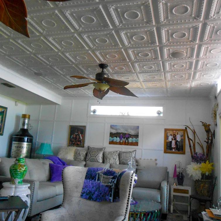 Romanesque Wreath 1.6 ft. x 1.6 ft. Polystyrene Glue-up Ceiling Tile