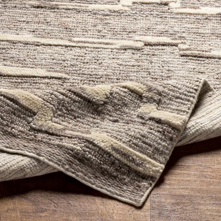 Handwoven Gray Cowhide & Wool 9' x 12' Easy Care Area Rug