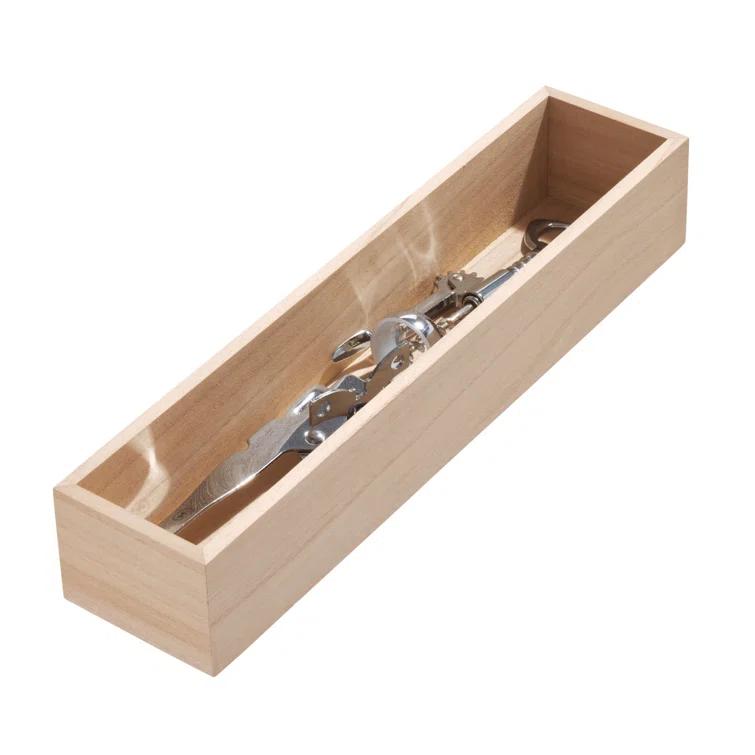 iDesign Renewable Wood Collection in Paulownia Wood Drawer Organizer Bin, 3.3" x 15" x 2.5"