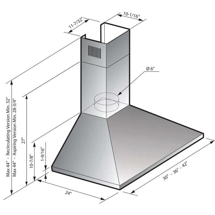 XO Appliance 36" Stainless Steel 1000 CFM Convertible Wall Range Hood with Mesh Filter