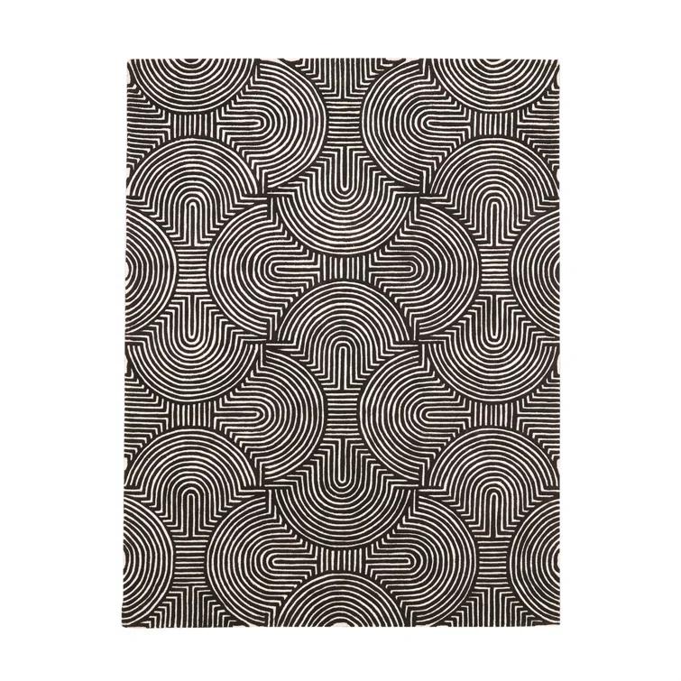 Global Views Arches Rug-Black/Ivory