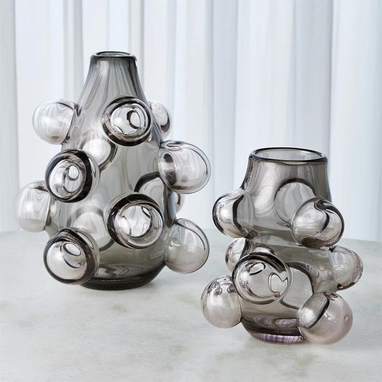 Global Views Bubbled Vase-Smoke Grey-Lg