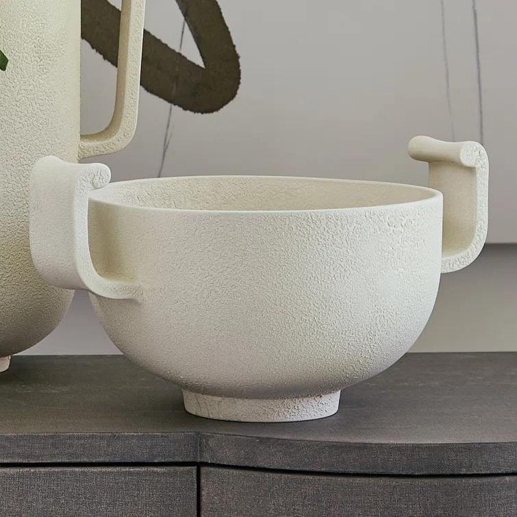 Matte White Ceramic Textured Decorative Bowl