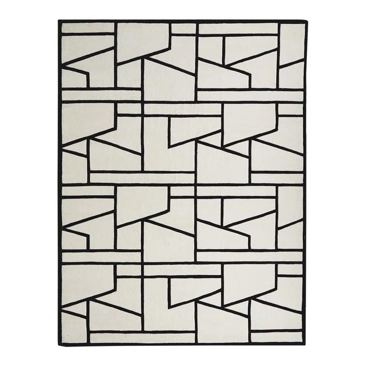 Global Views Zig Zag Rug-Ivory/Black