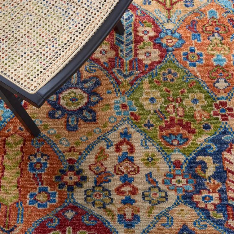 Samarkand SRK123 Hand Knotted Area Rug - Blue/Red - 6'x9' - Safavieh.