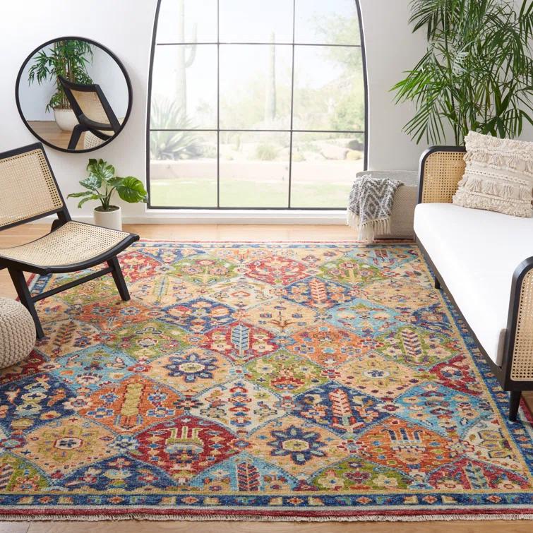 Samarkand SRK123 Hand Knotted Area Rug - Blue/Red - 6'x9' - Safavieh.