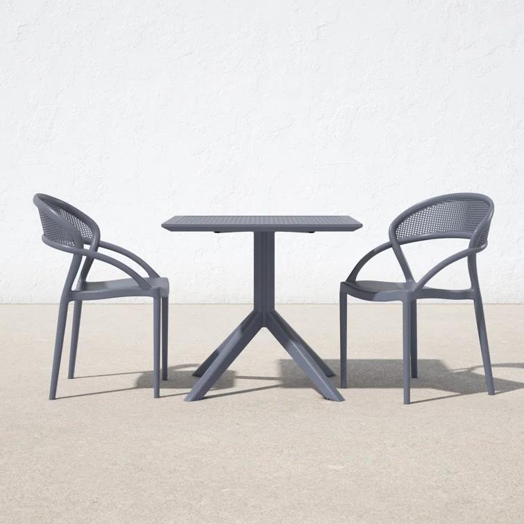 Compamia Sky 32" Square Patio Bistro Table in Dark Gray
