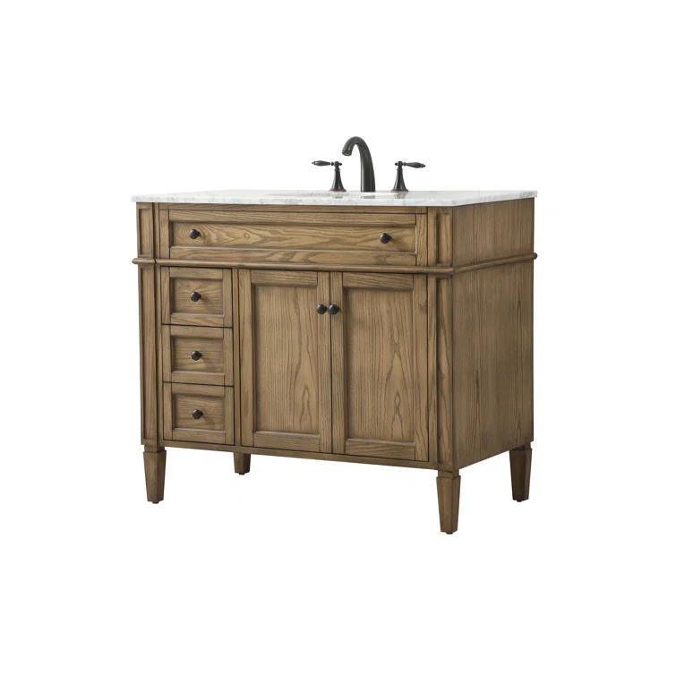 Rukie 40" Free-Standing Single Bathroom Vanity Set with Marble Vanity Top