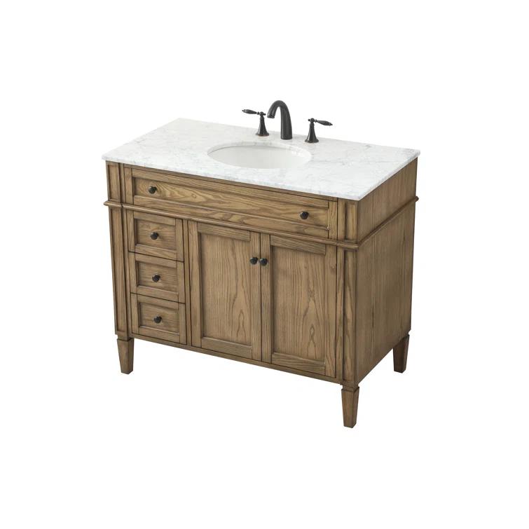 Rukie 40" Free-Standing Single Bathroom Vanity Set with Marble Vanity Top