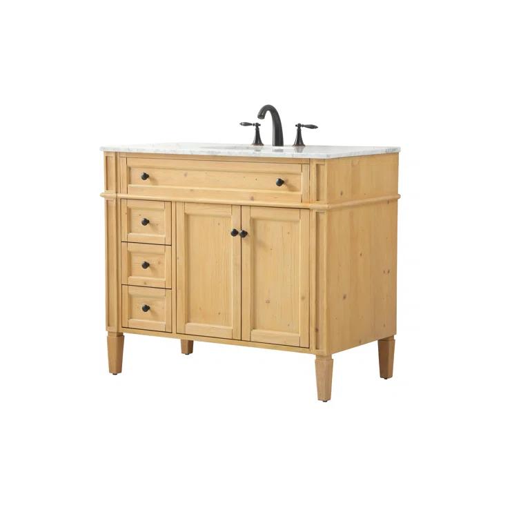 Rukie 40" Free-Standing Single Bathroom Vanity Set with Marble Vanity Top