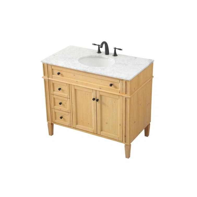Rukie 40" Free-Standing Single Bathroom Vanity Set with Marble Vanity Top