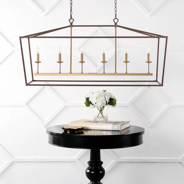 Pagoda 49" Linear 6-Bulb Classic Traditional Metal LED Pendant, Oil Rubbed Bronze