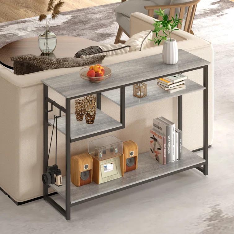 Rosevell 39.4" Console Table for Entryway with 4 Tier Storage Shelves