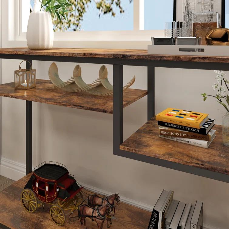 Rosevell 39.4" Console Table for Entryway with 4 Tier Storage Shelves