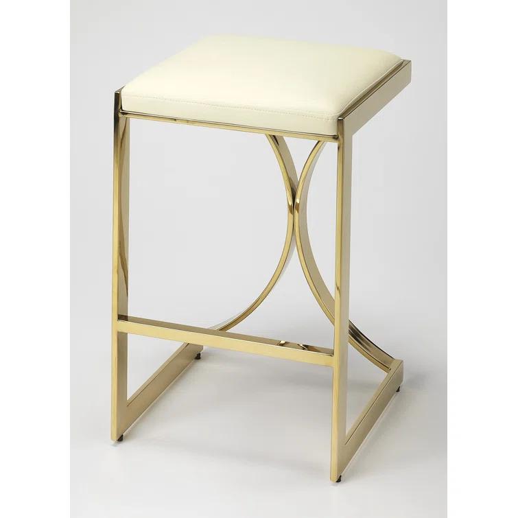 Butler Specialty Company Natalya 24" Faux Leather Counter Stool - Ivory / Gold