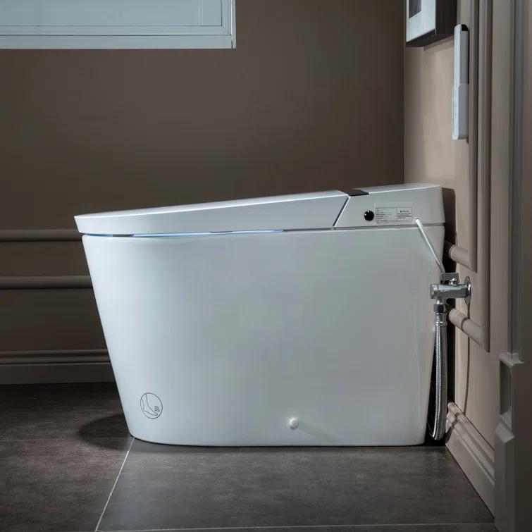 Auto Open/Close Tankless Smart Bidet Toilet with Auto Flush, Foot Sensor Function, Heated Seat,Dryer