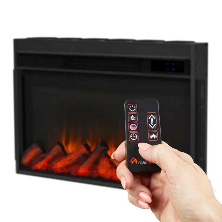 Crawford 48" Slim Electric Fireplace in Black by Real Flame