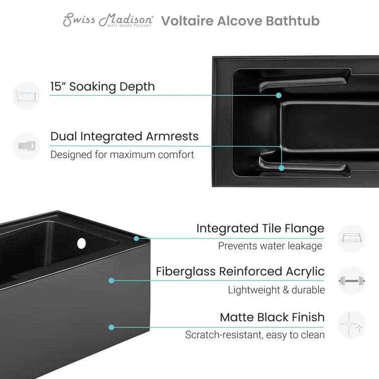 Voltaire 60" x 32" Alcove Bathtub with Apron