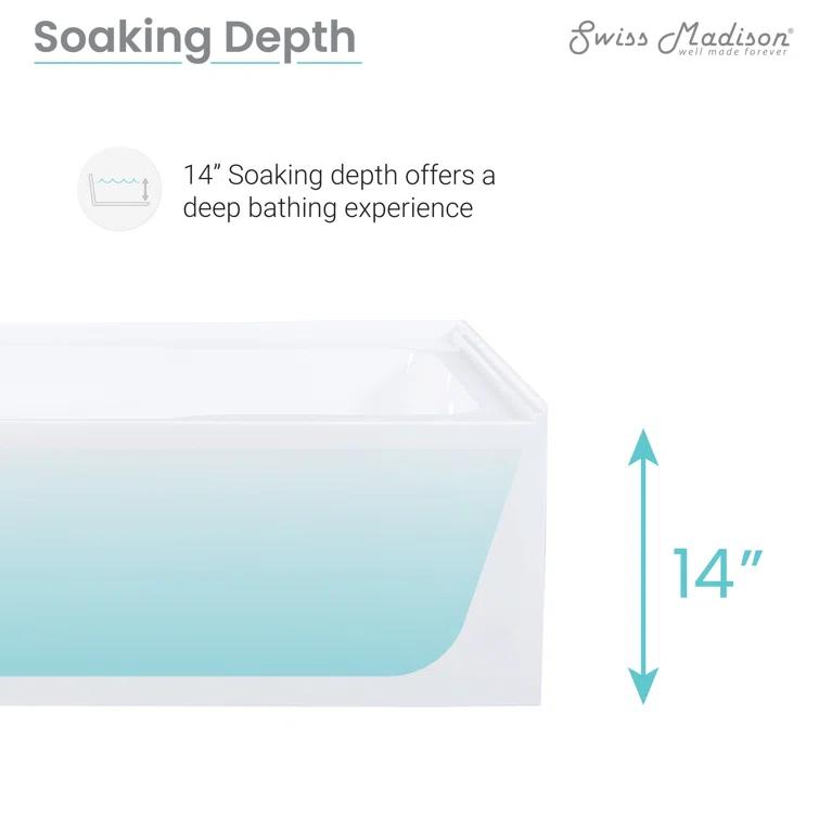 Voltaire 72" x 36" Alcove Bathtub with Apron and Armrest