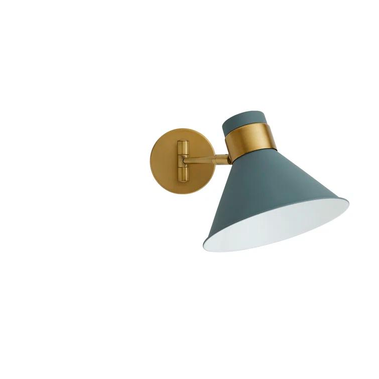 Lane 1-Light Antique Brass and Cadet Blue Pivot Spotlight