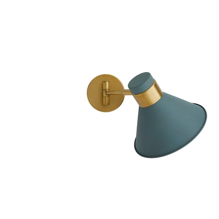 Lane 1-Light Antique Brass and Cadet Blue Pivot Spotlight