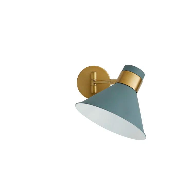 Lane 1-Light Antique Brass and Cadet Blue Pivot Spotlight