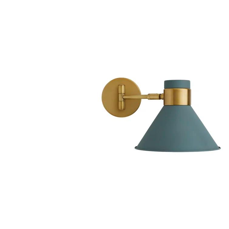 Lane 1-Light Antique Brass and Cadet Blue Pivot Spotlight