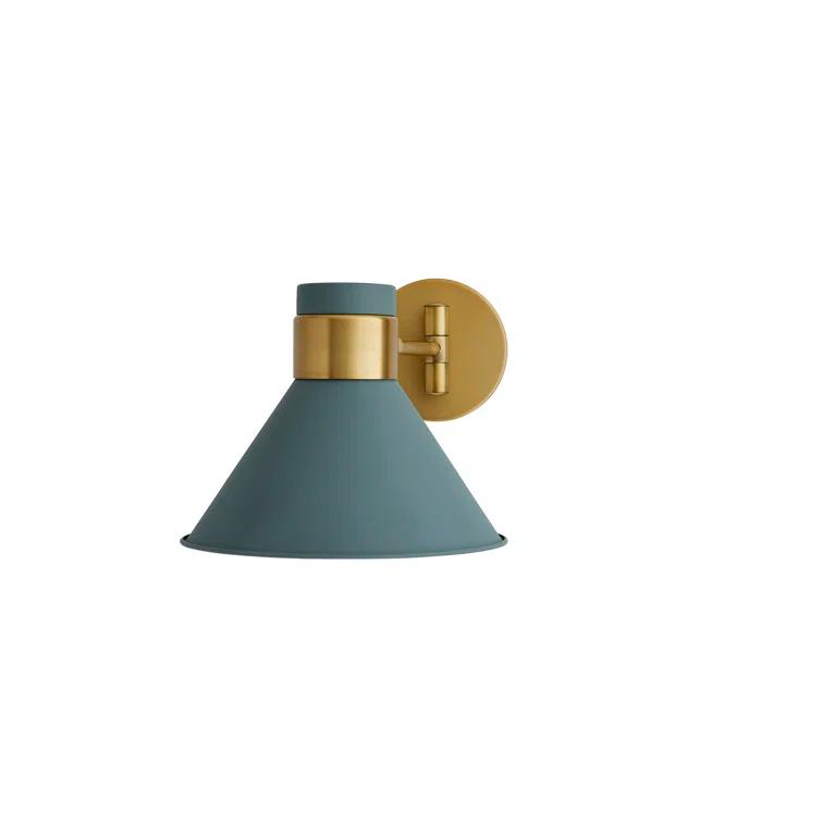 Lane 1-Light Antique Brass and Cadet Blue Pivot Spotlight