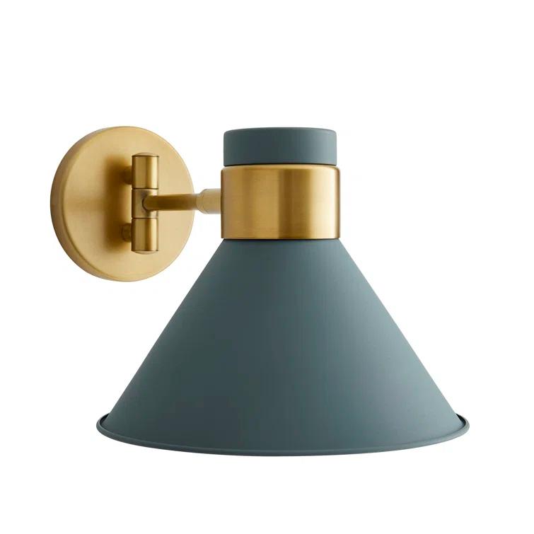 Lane 1-Light Antique Brass and Cadet Blue Pivot Spotlight