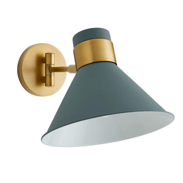 Lane 1-Light Antique Brass and Cadet Blue Pivot Spotlight