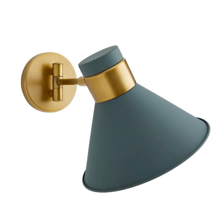 Lane 1-Light Antique Brass and Cadet Blue Pivot Spotlight