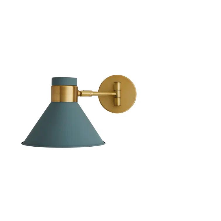 Lane 1-Light Antique Brass and Cadet Blue Pivot Spotlight